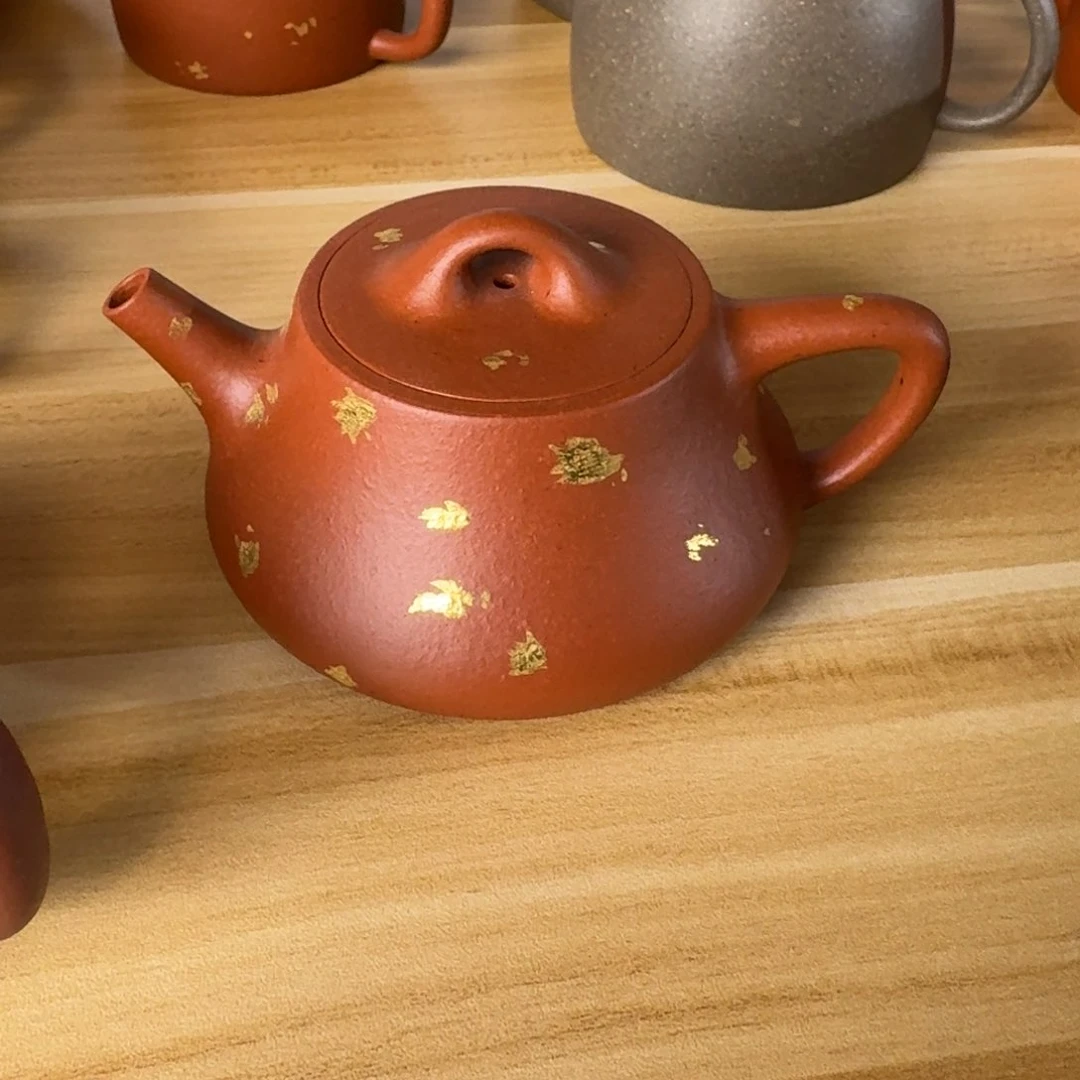紫砂茶壶柱瓢165cc朱泥