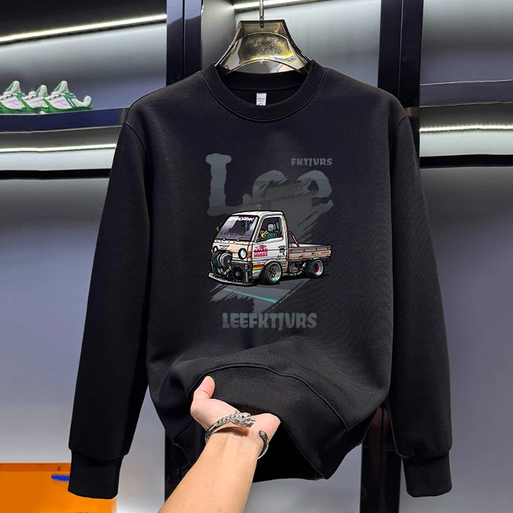 2025新款秋冬潮牌爆款圆领卫衣男款潮流休闲男士加绒保暖长袖上衣