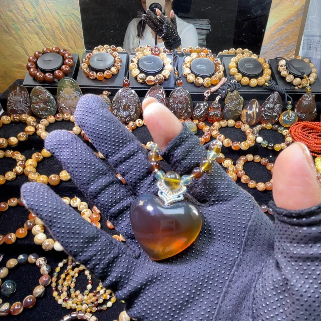 未镶嵌琥珀手链爱心如意