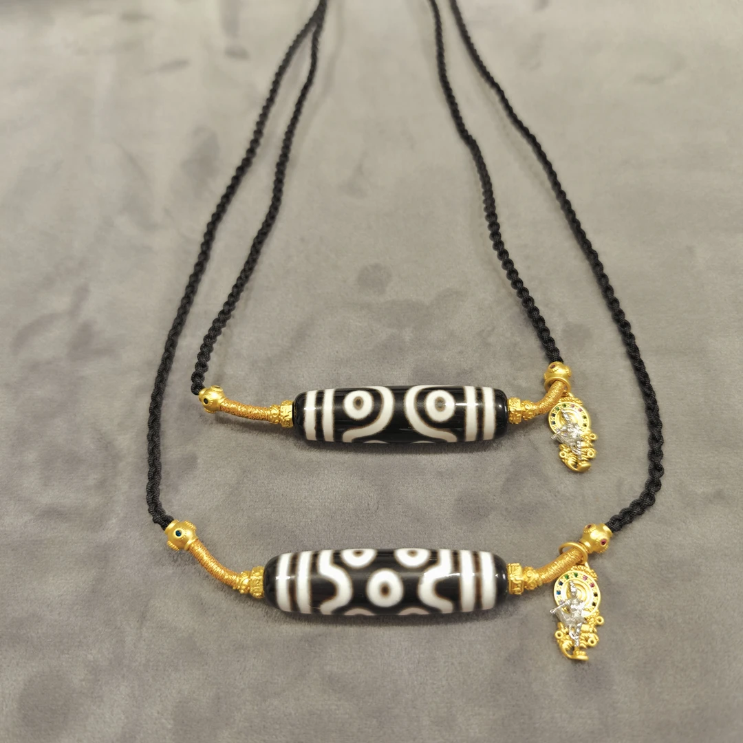 【佳哥严选】 J66036-玛瑙diy脖挂（七眼）-多样性发其一-12*47mm