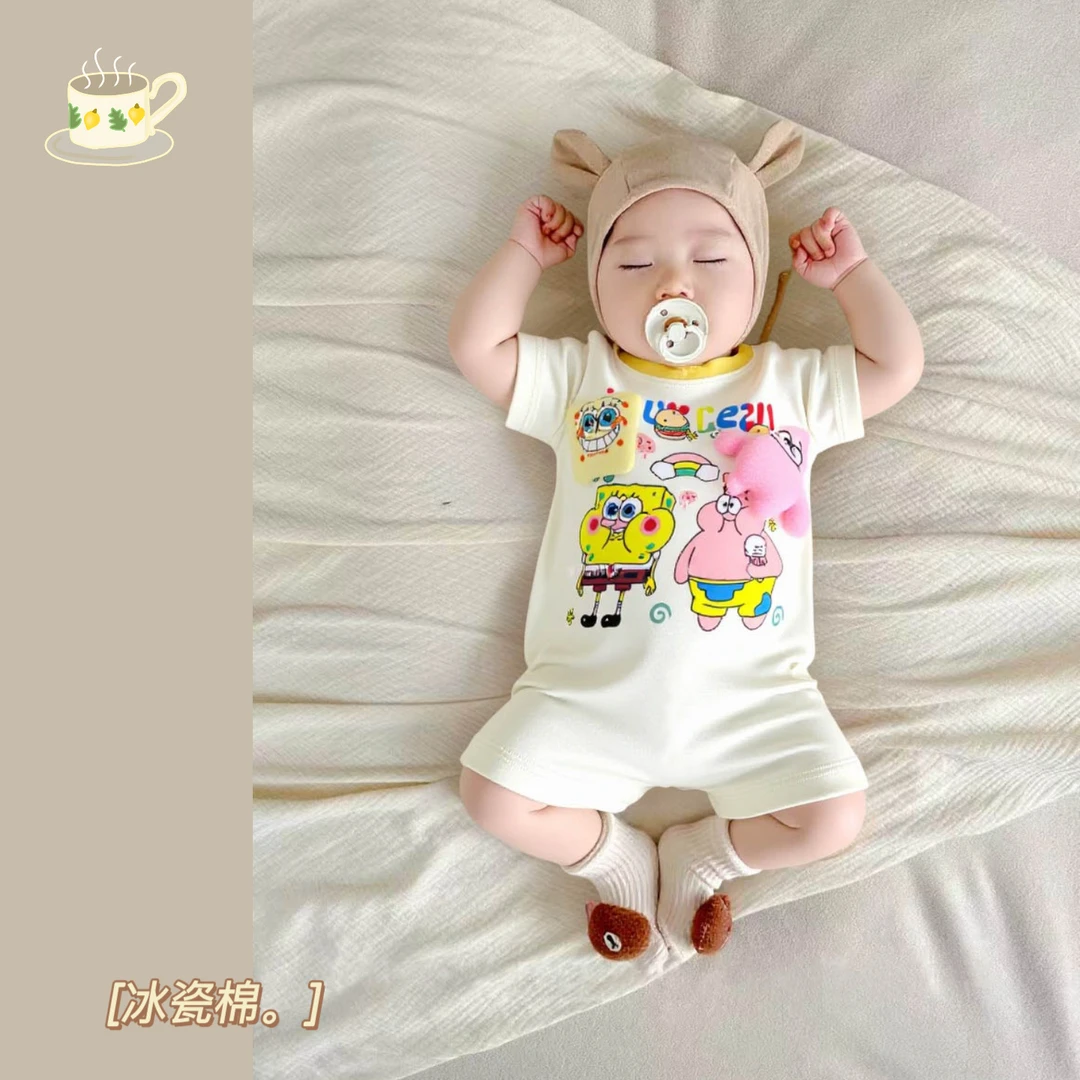 宝宝哈衣连体衣印花卡通夏天薄百搭外穿儿童立体公仔