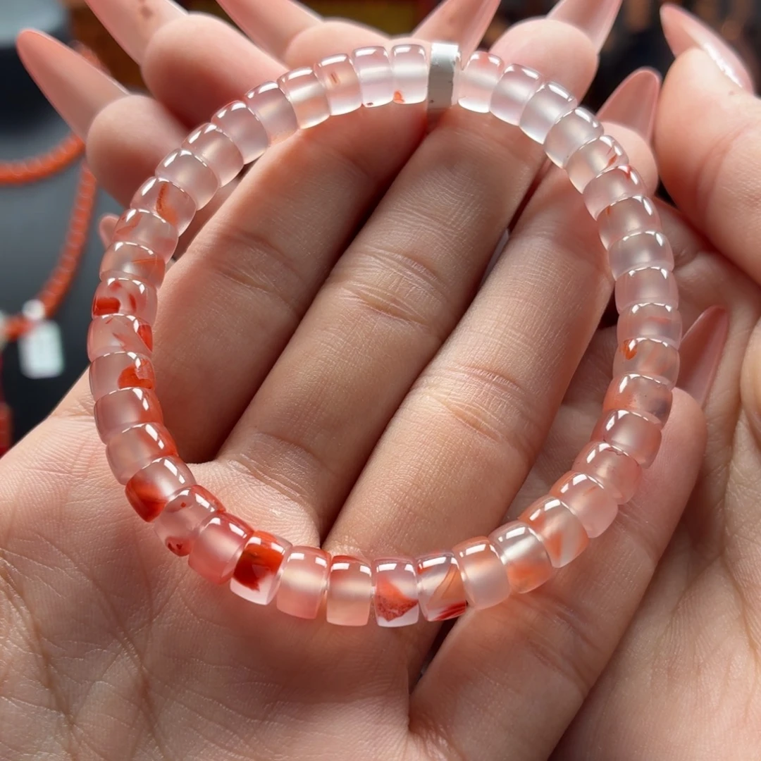 南红玛瑙未镶嵌手串原矿保山南红冰飘直切手串卡7