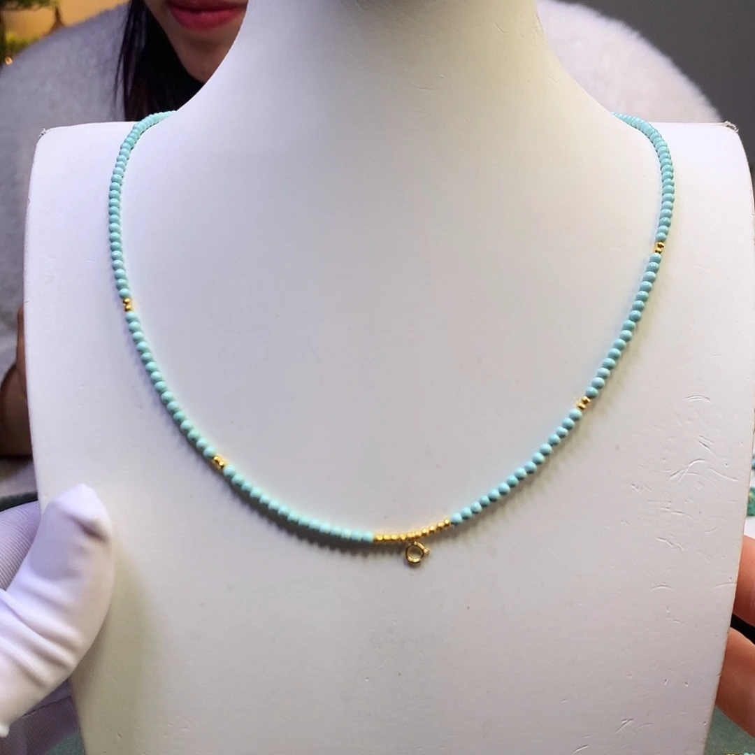 绿松石18K金镶嵌万能链