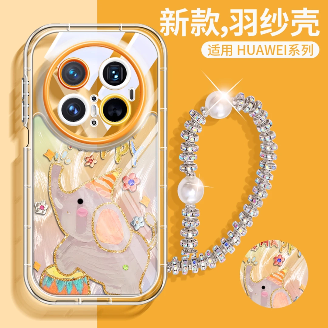 油画大象适用华为mate80promax手机壳新款透明mt70渐变羽纱mt60硅