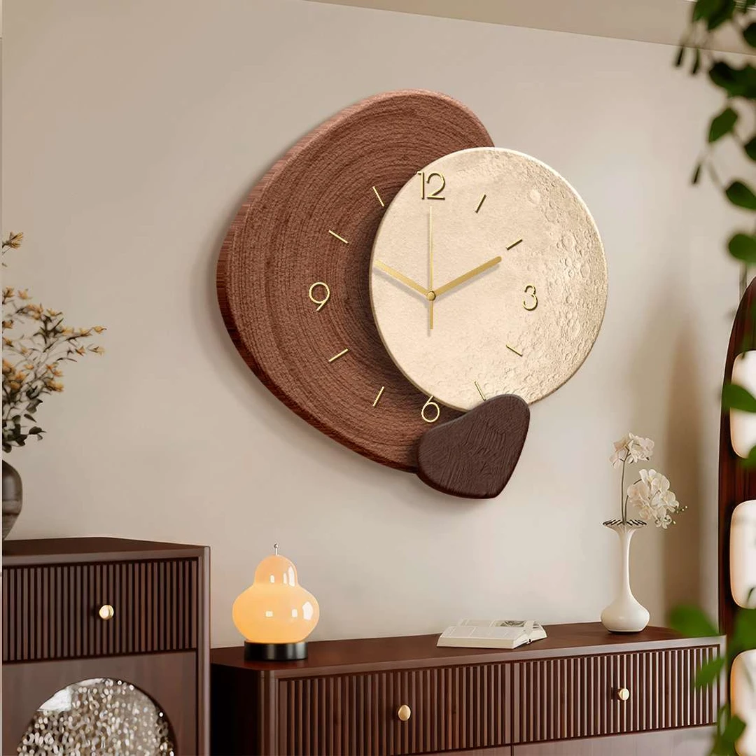 中古风钟表挂墙客厅装饰画石来运转餐厅高级感挂钟创意时钟墙壁画