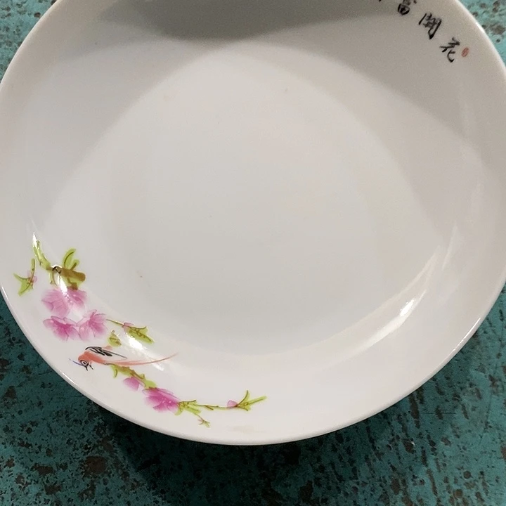 摆件水点桃花八寸窝盘