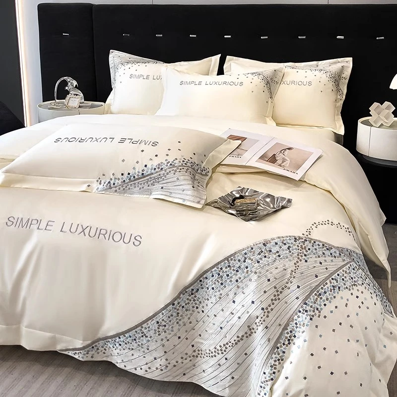 轻奢高级感母婴级长绒棉全棉四件套纯棉亲肤裸睡被套床笠床上用品