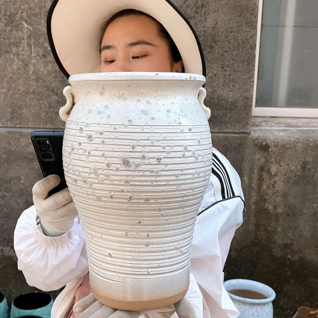 紫砂花盆瑕疵口18高31