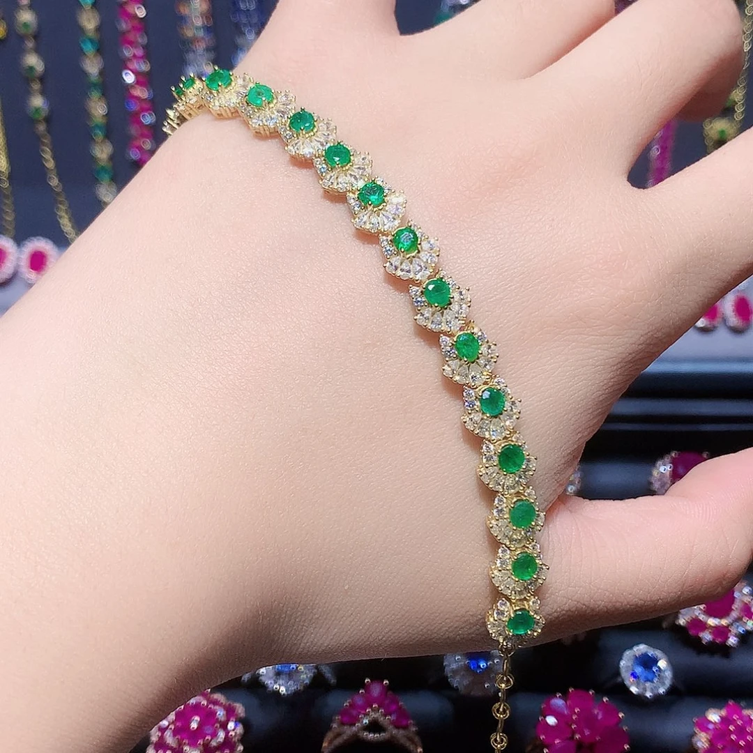 祖母绿手链银S925镶嵌