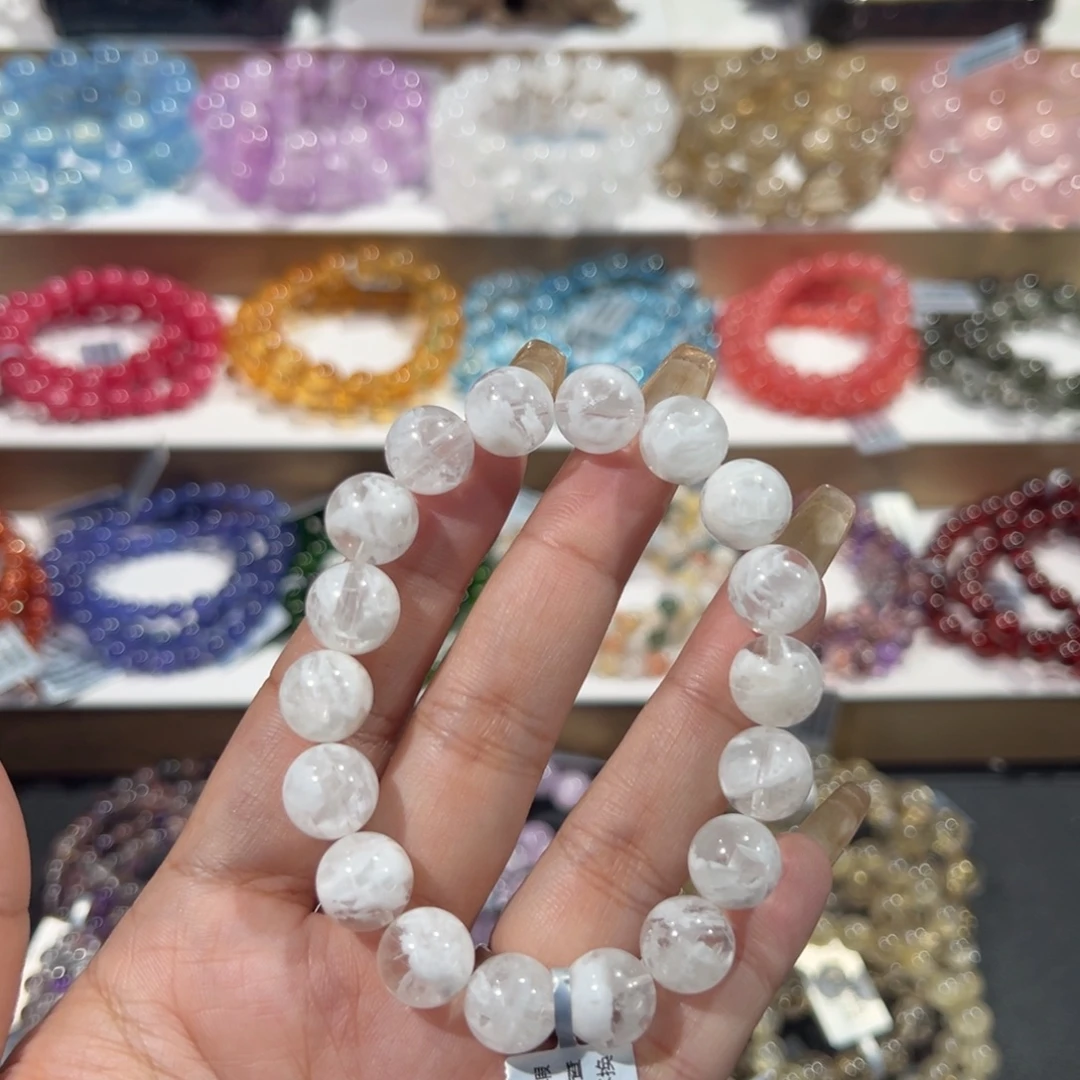 水晶手串未镶嵌祖宗级白雪花幽灵11mm