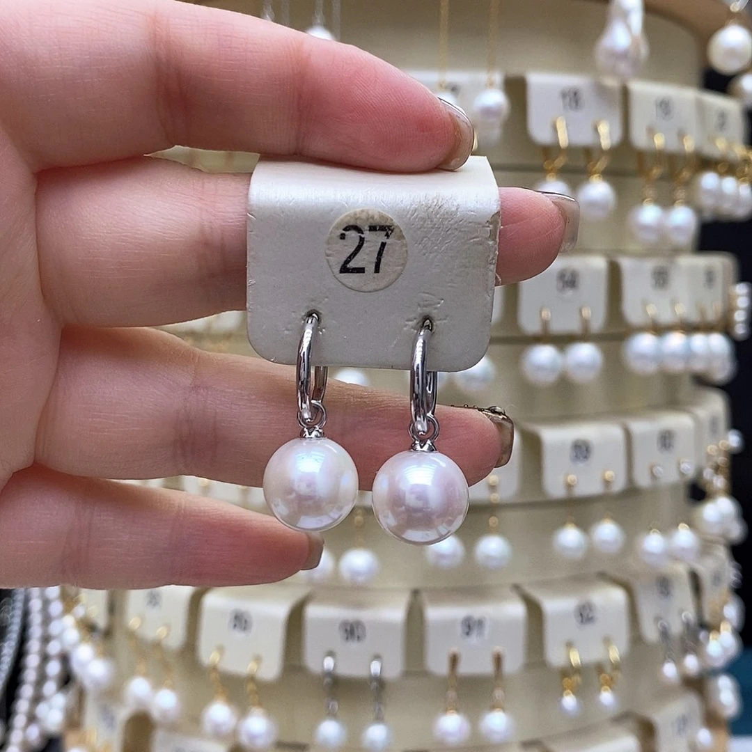 银S925镶嵌淡水珍珠耳饰