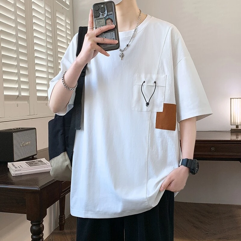 2025学生新款短袖t恤男生夏季宽松潮流ins休闲半袖衣服男士体恤衫