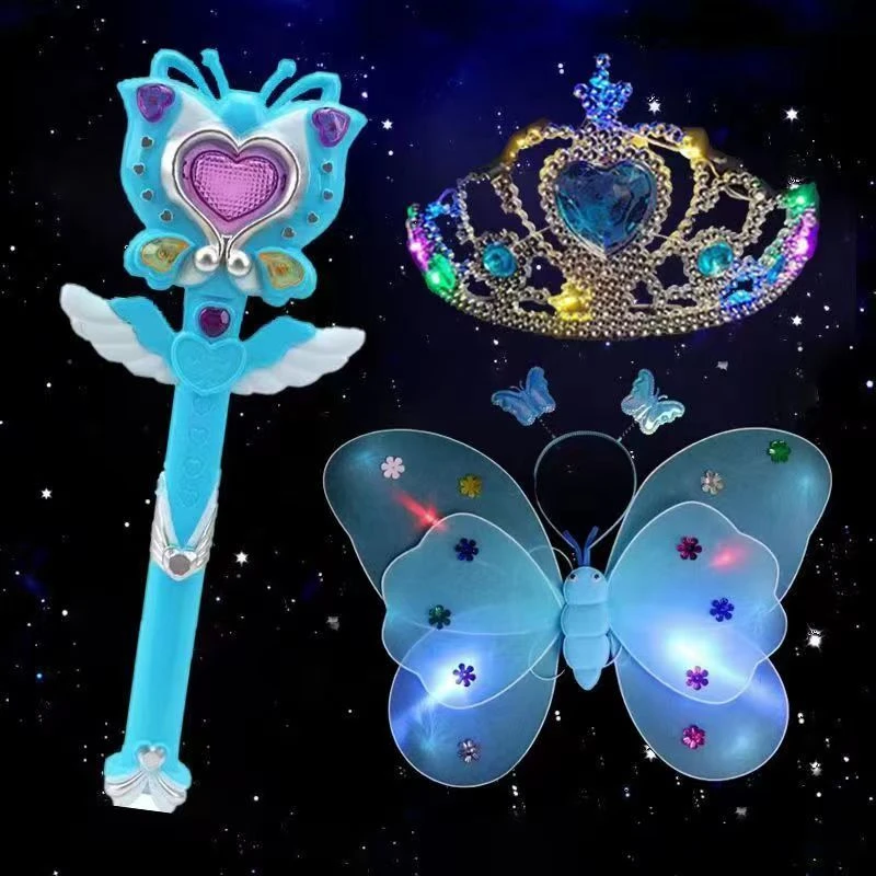 蝴蝶翅膀面具网红爆款天使闪光翅膀冰雪奇缘小女孩生日礼物魔法棒