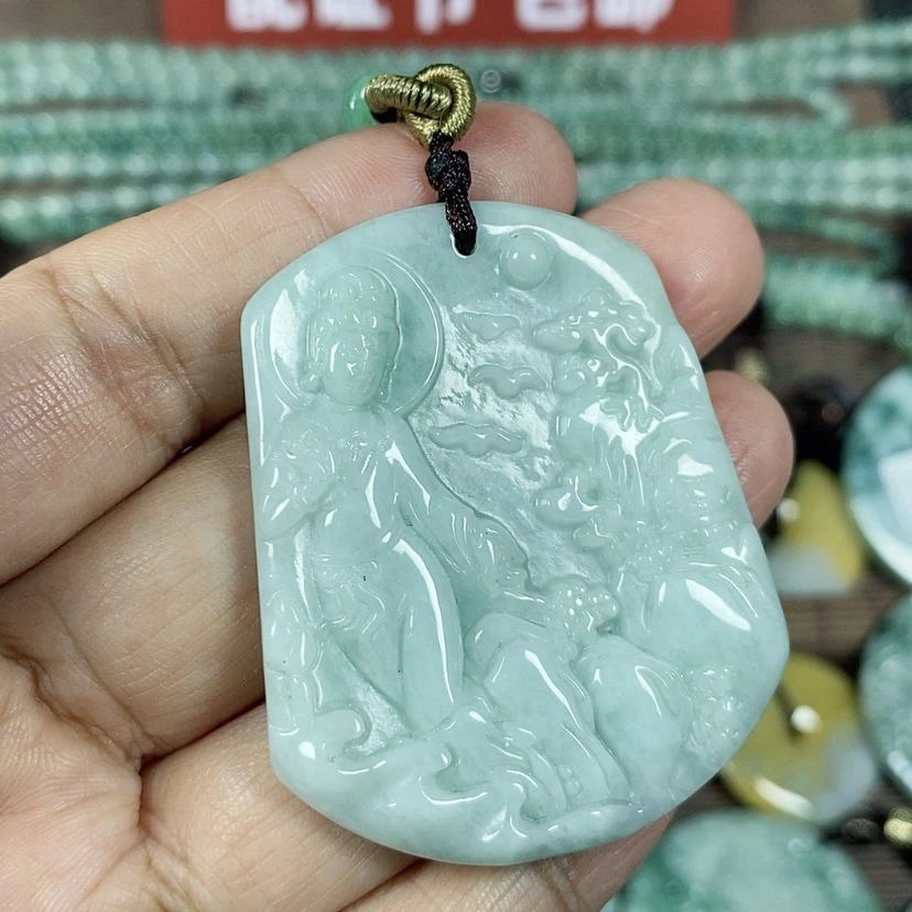 【闪购商品】翡翠颈饰未镶嵌玉吊坠翡翠玉山水自在观音