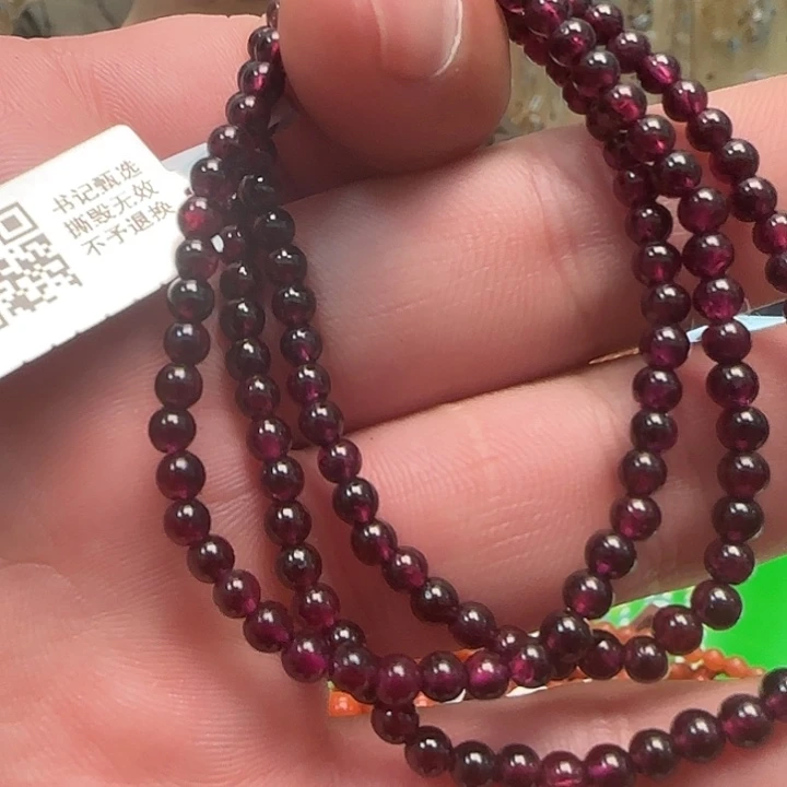 未镶嵌石榴石手链石榴石三圈3+923