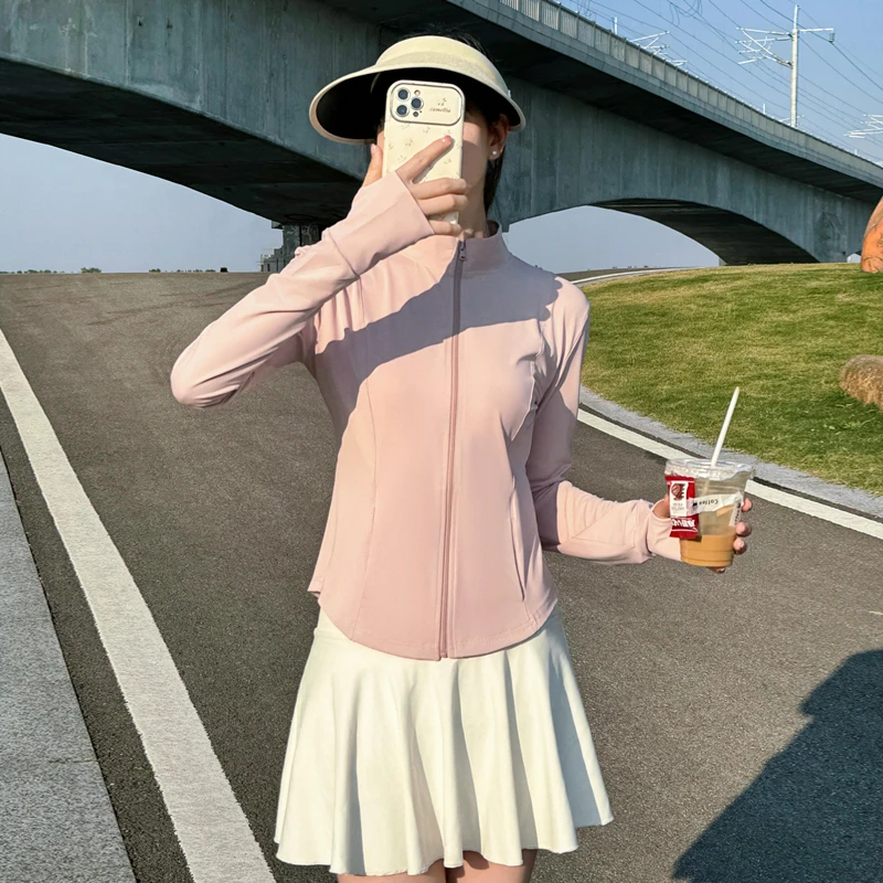 立领防晒衣女2025新款防紫外线夏季修身原纱凉感皮肤衣冰丝防晒服