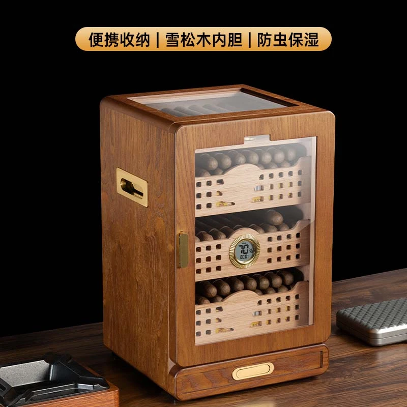 茄龙保湿盒小型大容量家用带湿度显示裸养保湿雪茄烟盒CA-25IQ