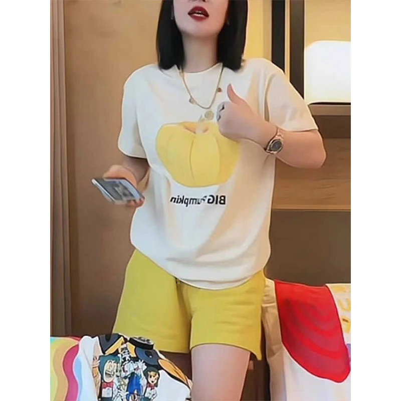 《韩代小南瓜》两件套·套装  夏季大码宽松休闲运动家居服套装