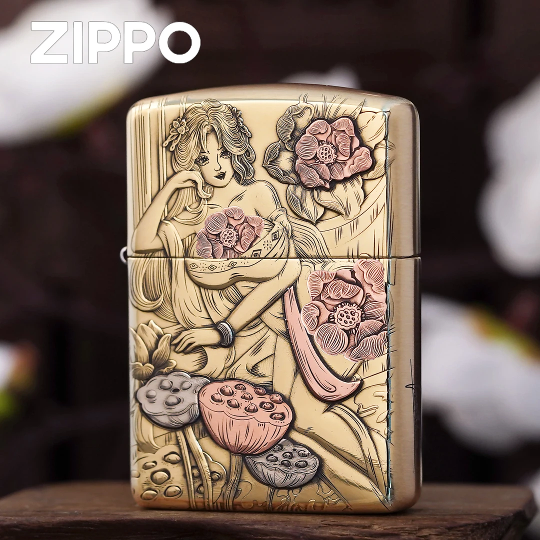 ZIPPO之宝打火机正品/白鹤黄铜盔甲西施浮雕【达人专属】DYJ1