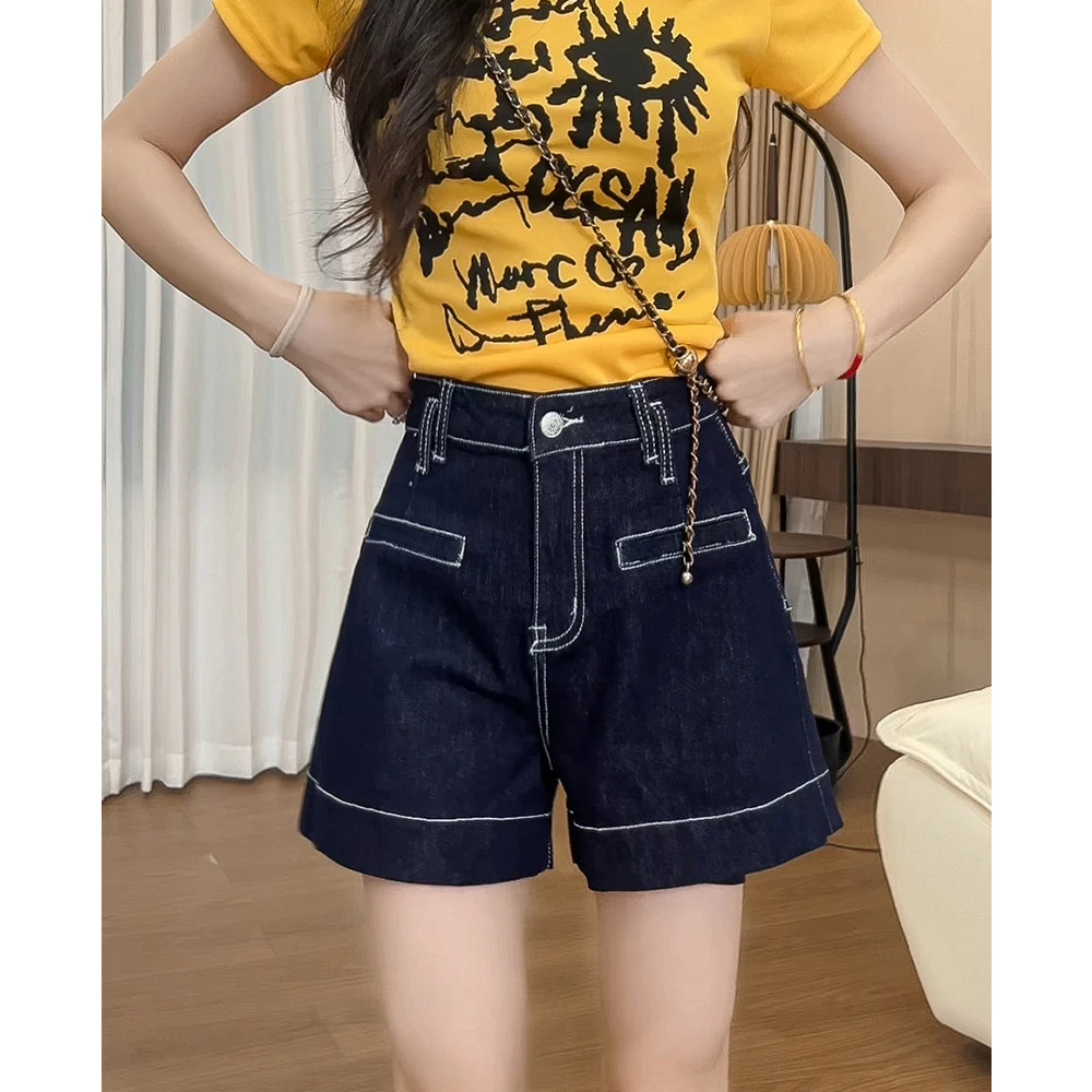 0651牛仔短裤女夏天薄款2025年宽松显瘦潮流辣妹爆款丹宁蓝短裤子