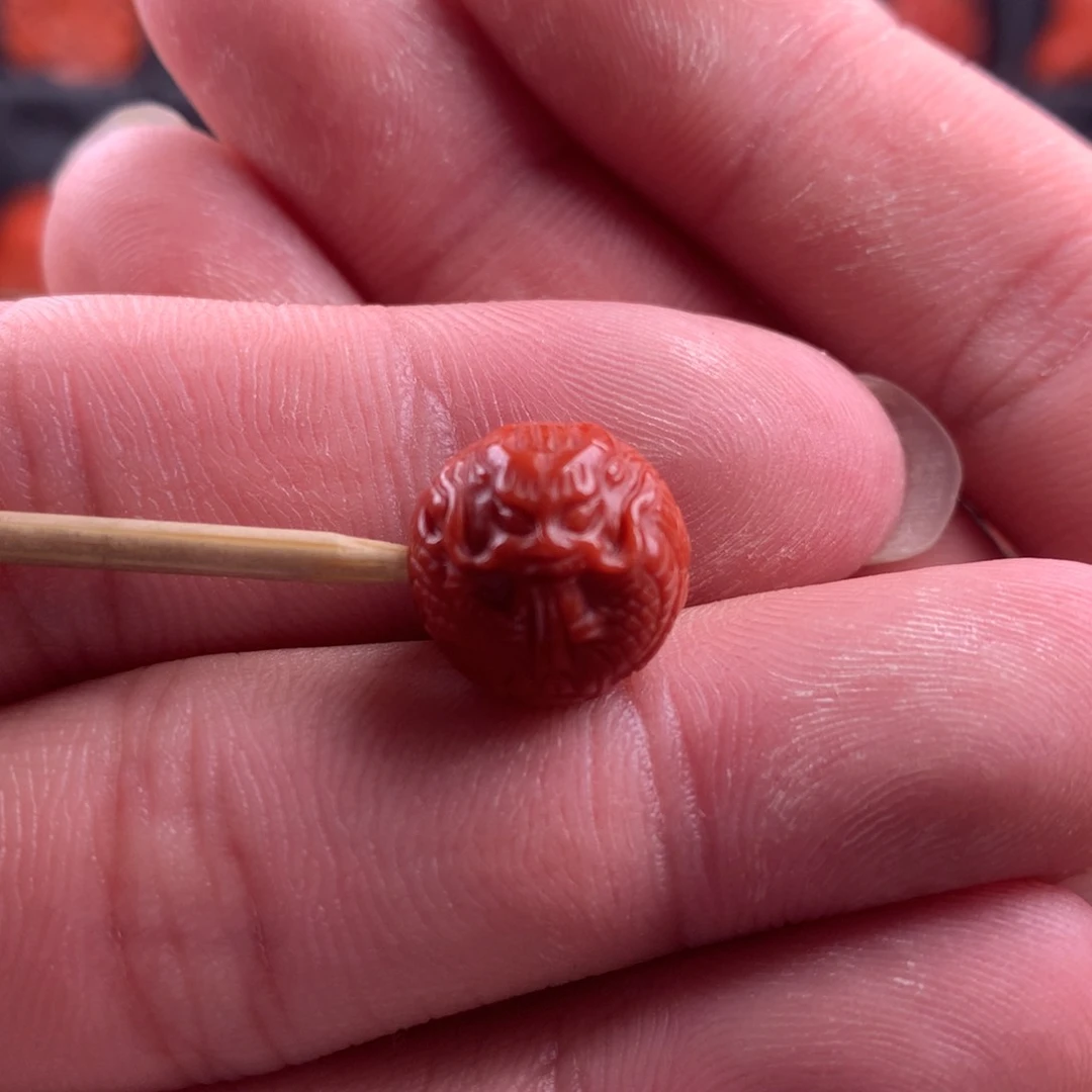 南红玛瑙精工雕刻龙珠13+未镶嵌