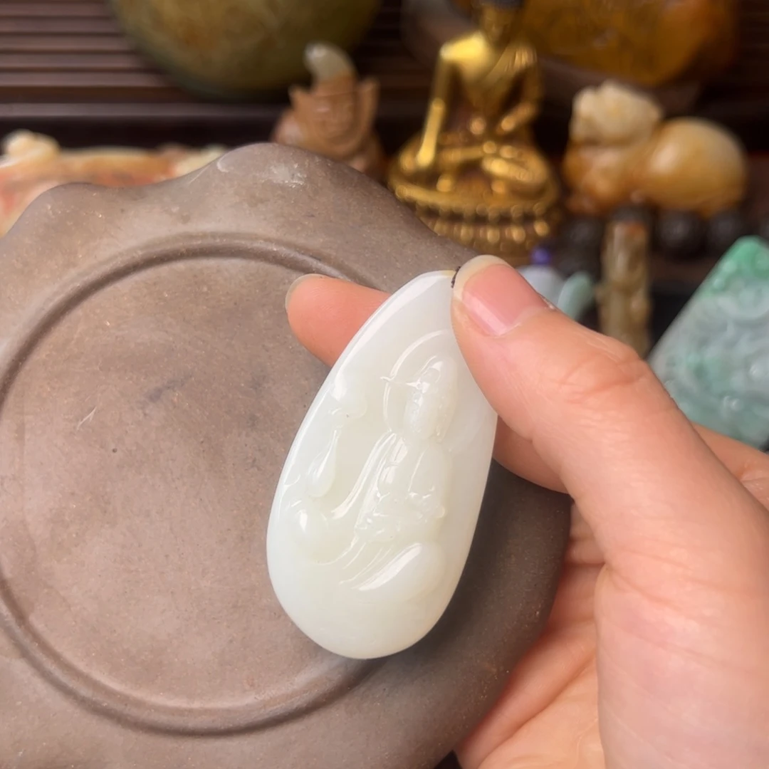 瓷片宁*杉和和田田观音挂件闪