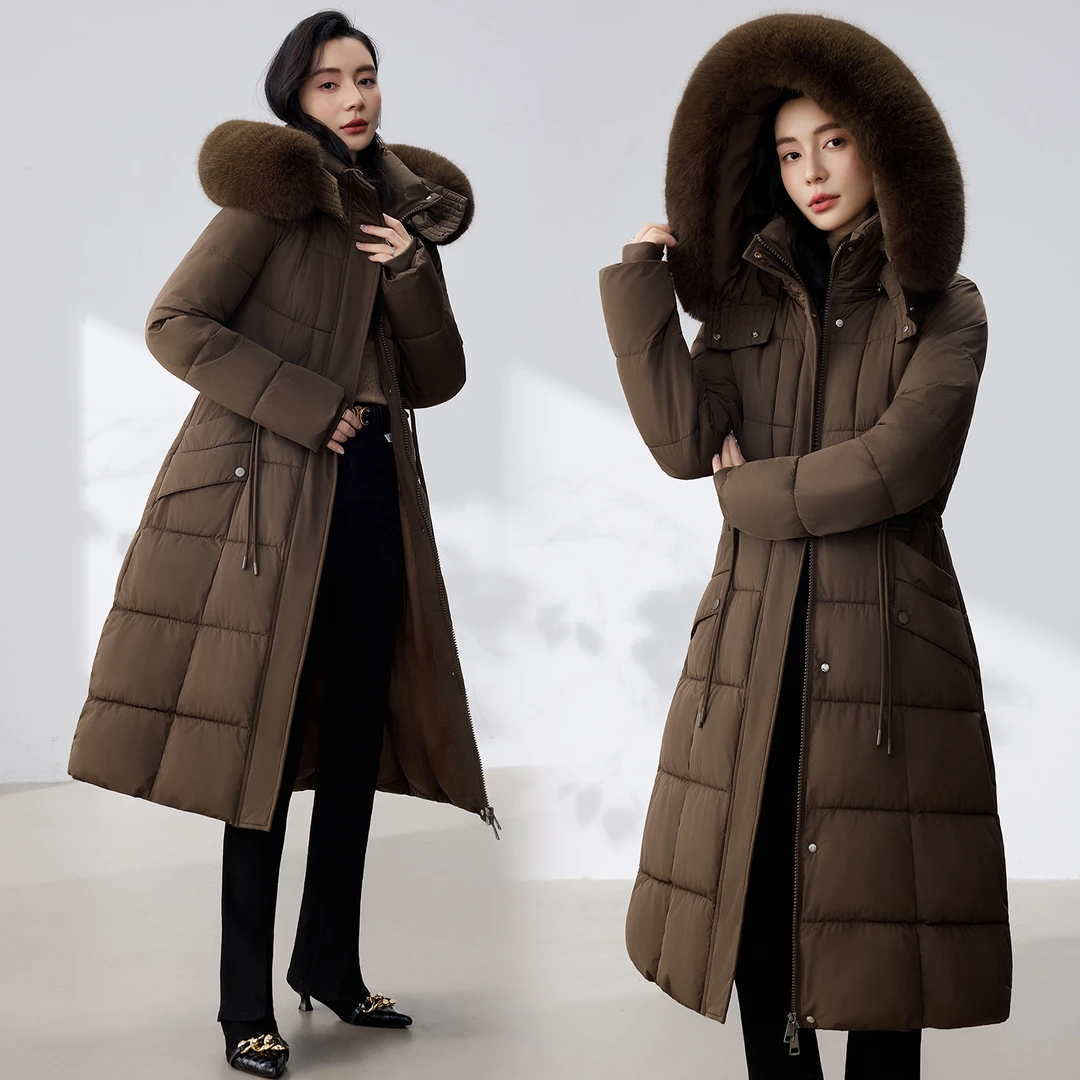 可拆卸帽中长款棉服女2025冬季新款加厚保暖棉衣外套时尚洋气棉袄