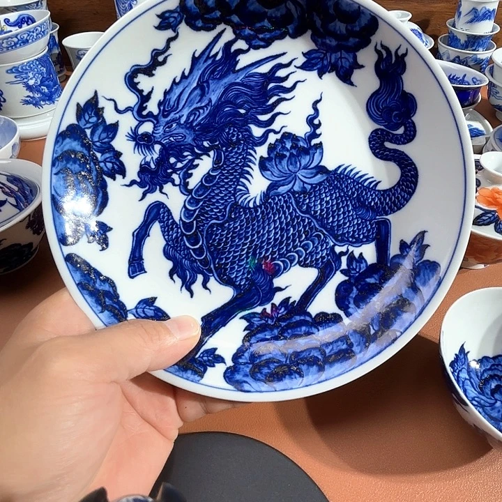 馬***.青花手工手绘三件套装