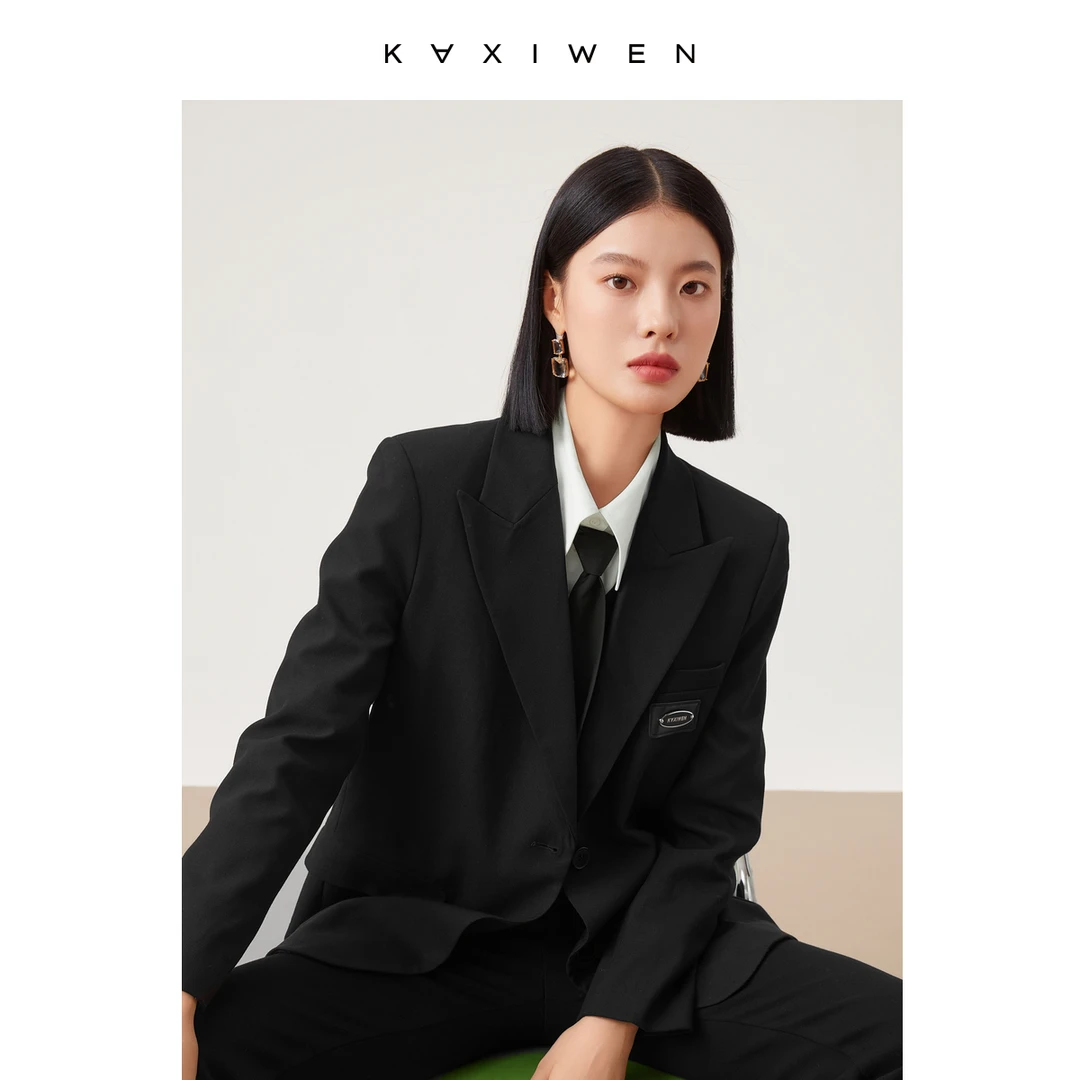 【许半夏推荐】时尚印花标语小众设计感气质西装外套X09BAE8097