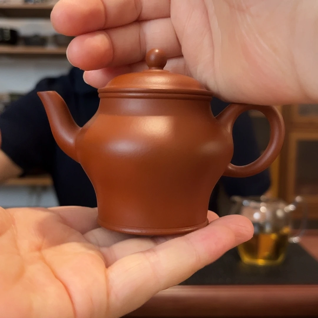 茶壶紫砂紫砂朱泥熟砂瓮形小品壶100ml