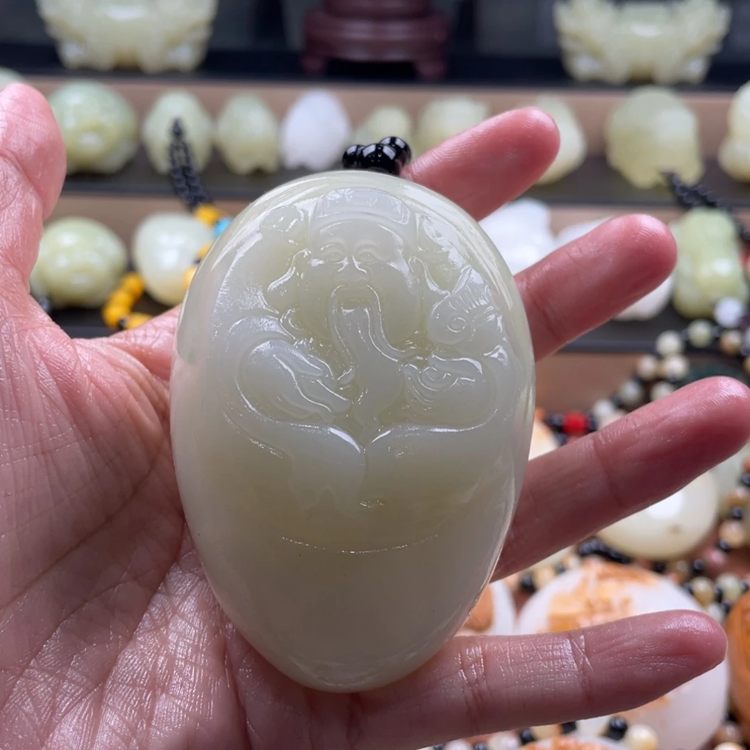 虎***石材古青石手把件