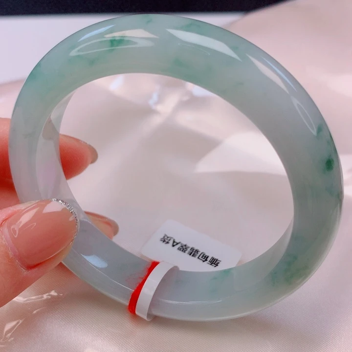 翡翠未镶嵌手镯56圈口冰飘花高性价比