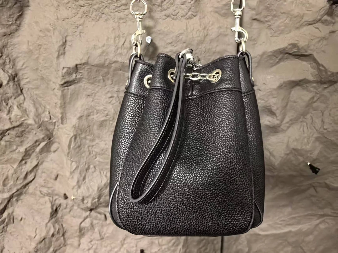 新款荔枝纹链条水桶包