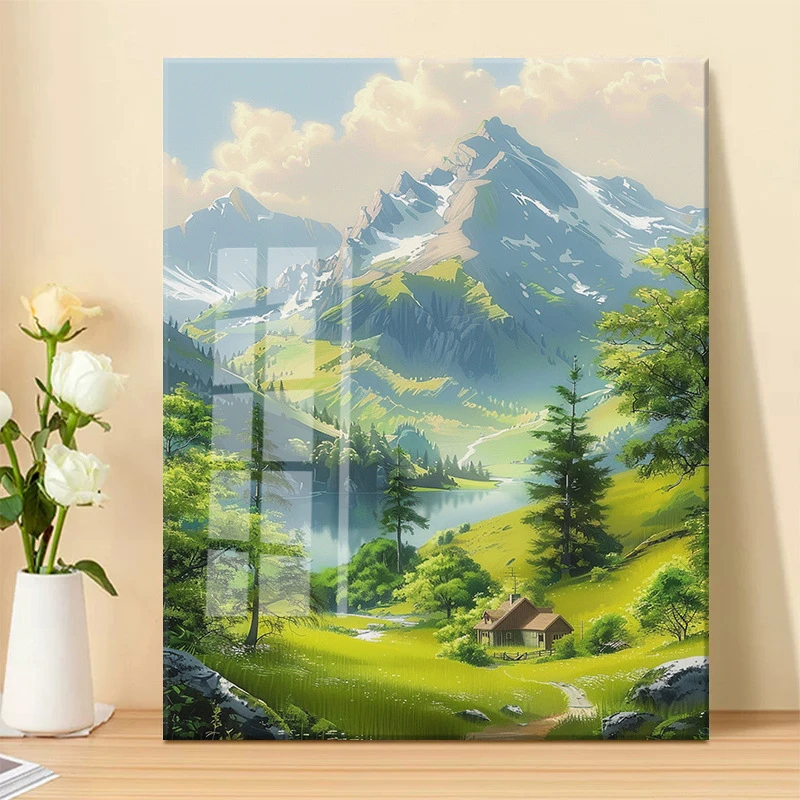 青山绿水钻石画满钻山水风景玄关客厅卧室装饰画手工diy点钻石绣