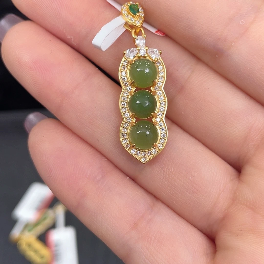 和田玉银S925镶嵌颈饰