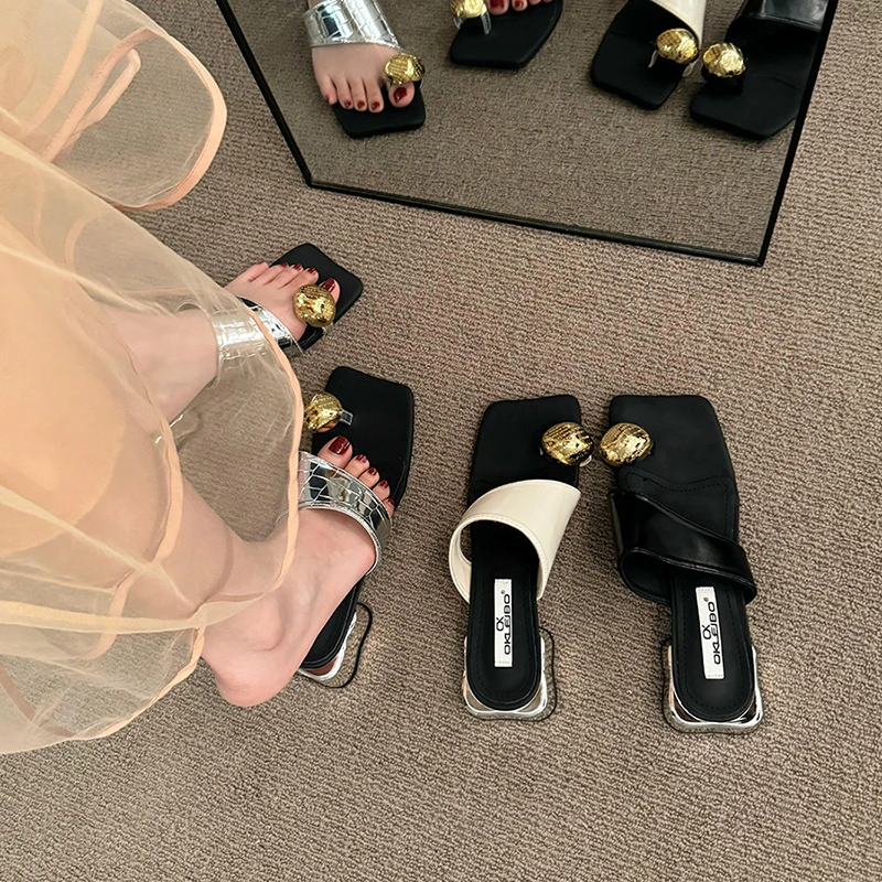 小众粗跟套趾凉拖鞋仙女鞋子外穿2025新款夏季高级感气质沙滩凉鞋