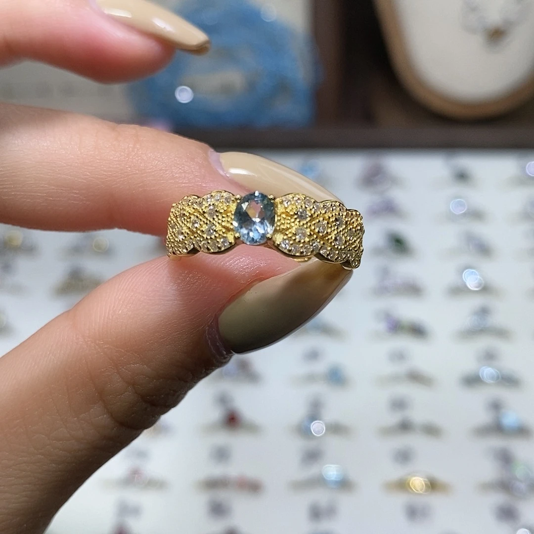 ***银S925镶嵌戒指水晶