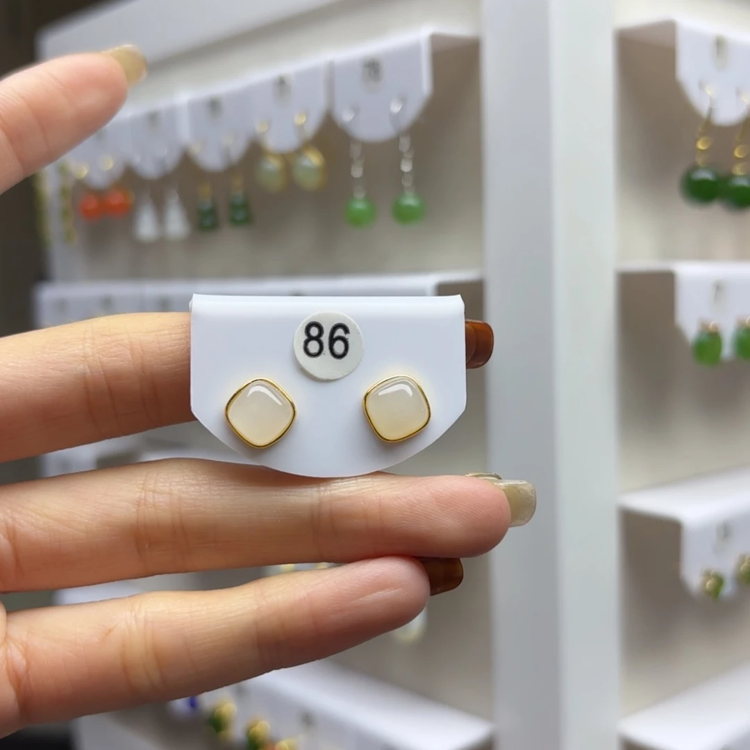 银S925镶嵌和田玉耳饰