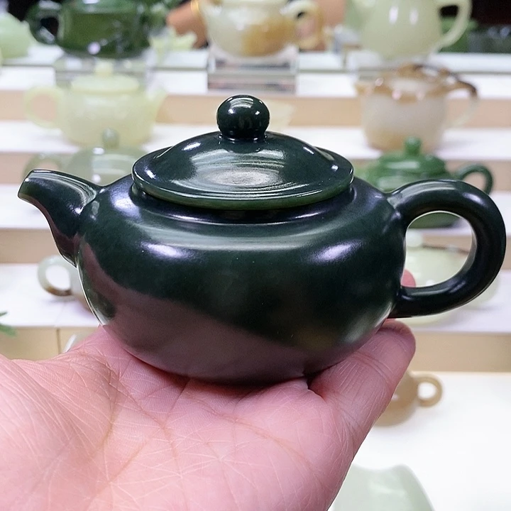 和田玉未镶嵌挂件茶壶170m l