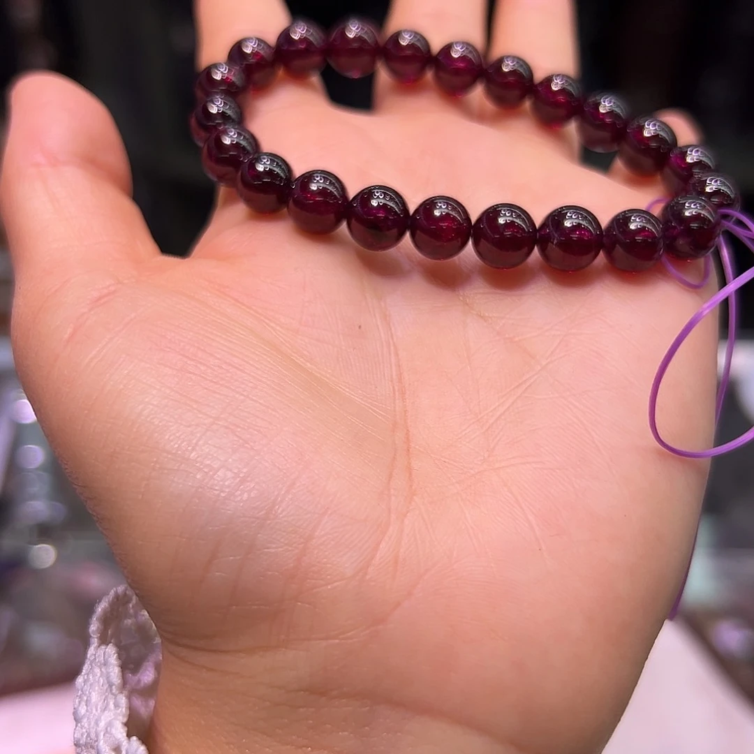 石榴石（紫牙乌）手链未镶嵌8mm➕紫牙乌