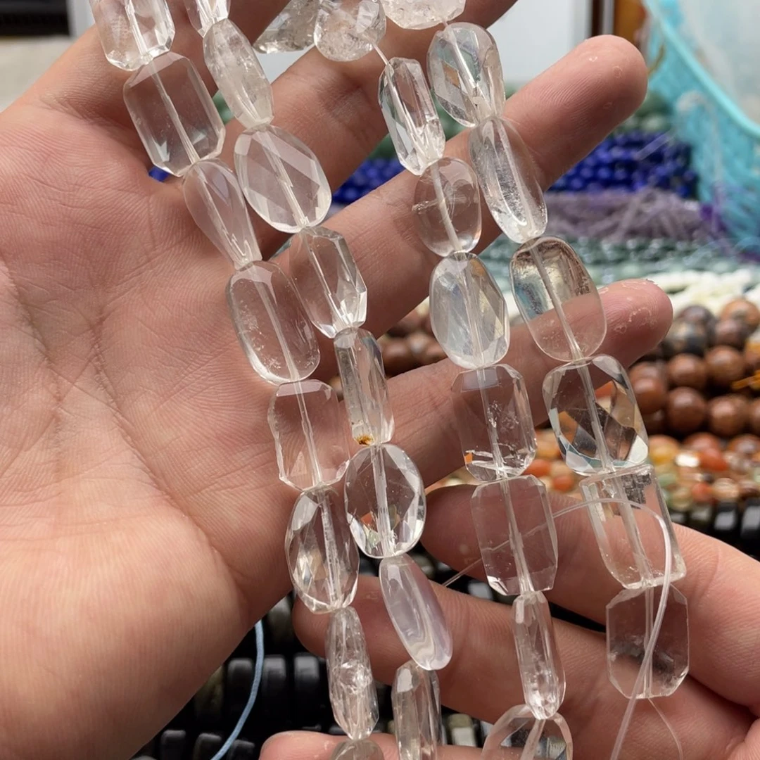 玛瑙/玉髓合金珠宝半成品一条装白水切面混珠卡12mm左右个别有瑕