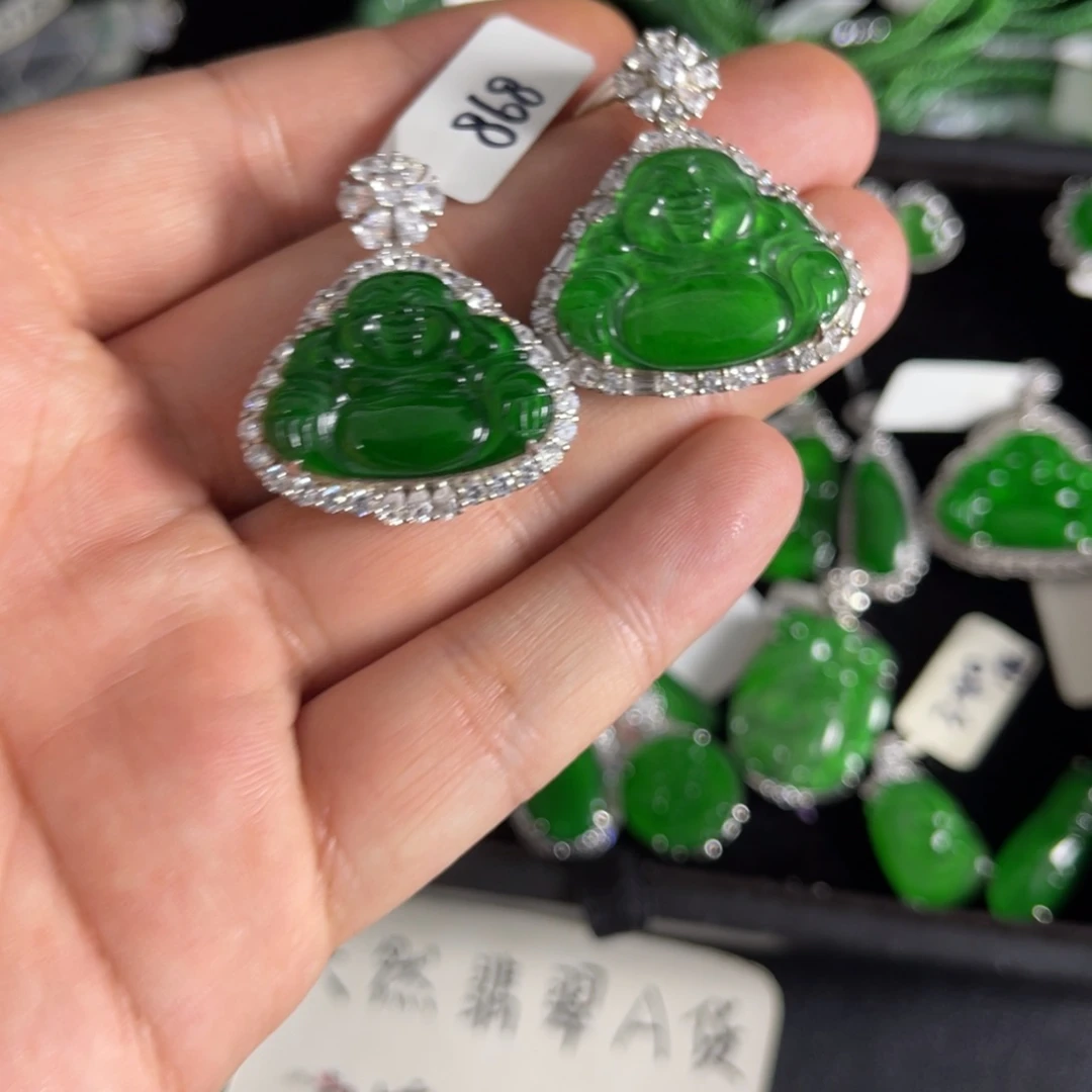 小***曼翡翠银S925镶嵌戒指翡翠吊坠组合