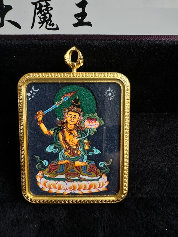 文殊纯手绘粗矿砂八大守护手绘唐卡