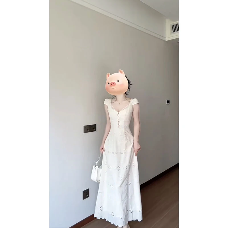 2025新款今年流行爆款独特漂亮法式裙子气质洋气白色连衣裙女夏季