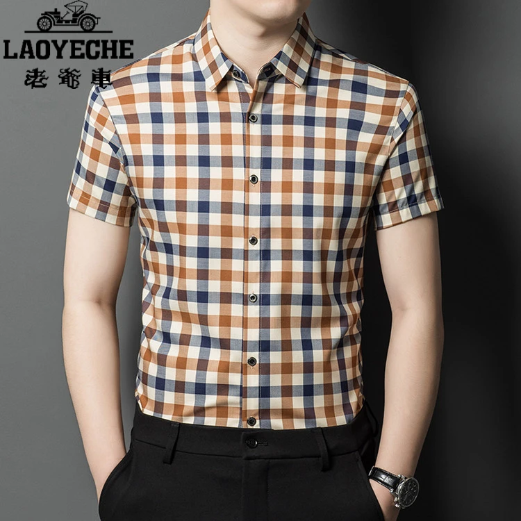 老爷车衬衫男短袖2025夏季新款网红痞帅高级感爸爸装商务休闲衬衣