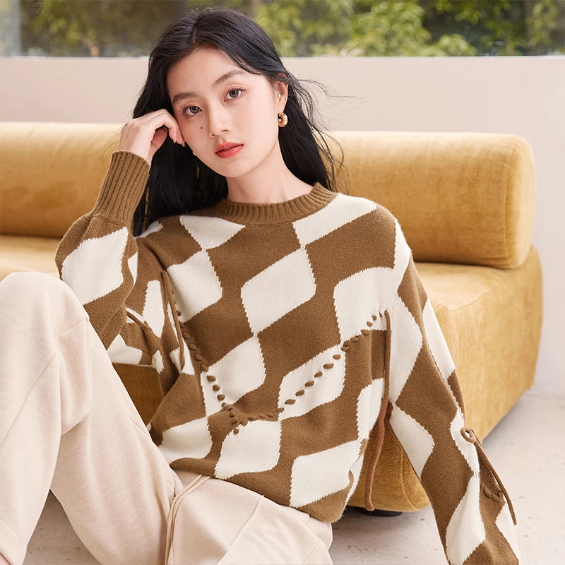 Z3093700毛针织衫 香影毛衣女圆领年冬季新款慵懒风