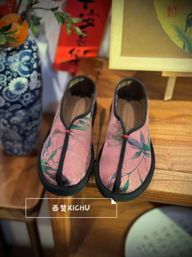 西楚【紫竹两片】夏季中国风国潮透气舒适养脚纯手工千层底布鞋民