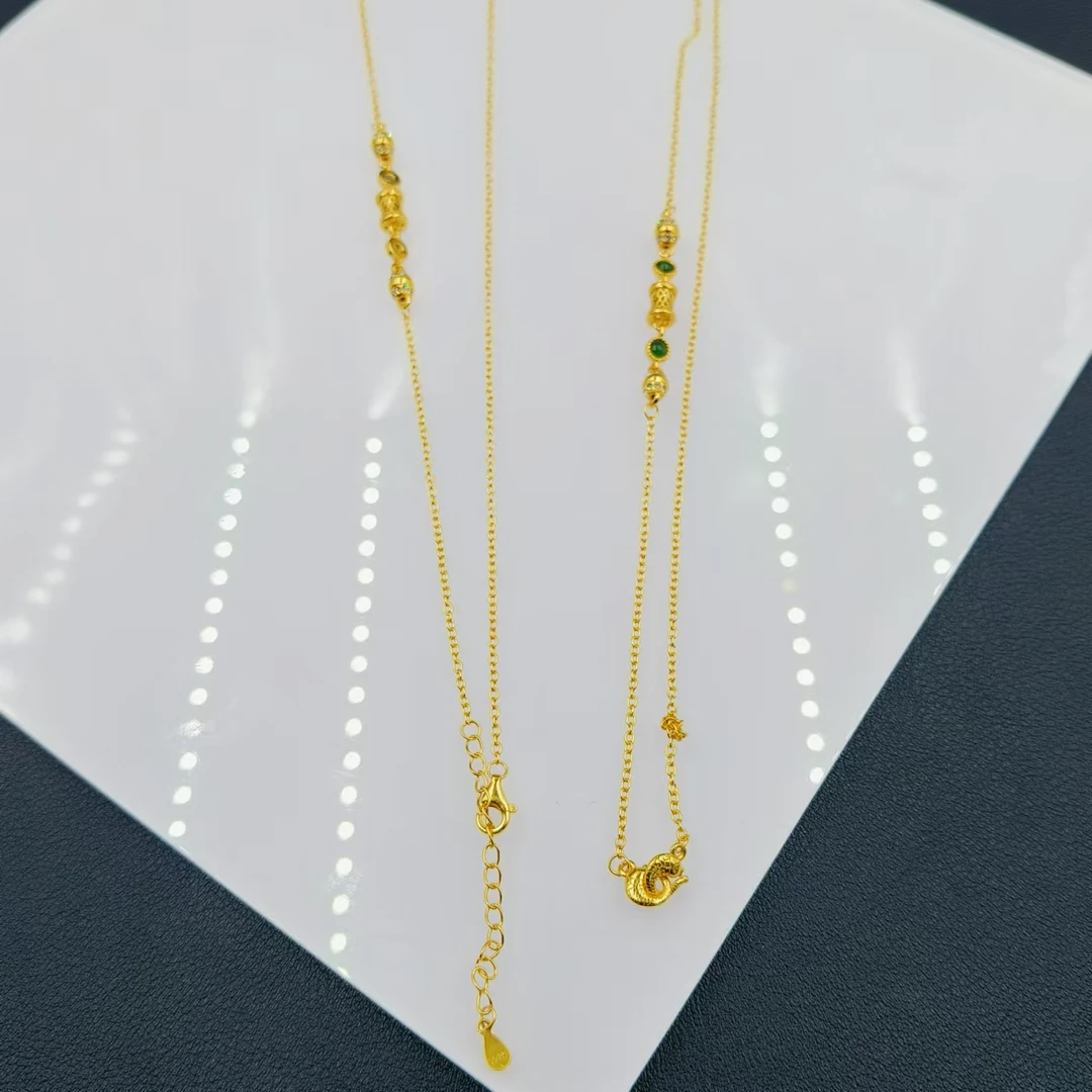 「戴琴珠宝」FR5970-翡翠银镶项链