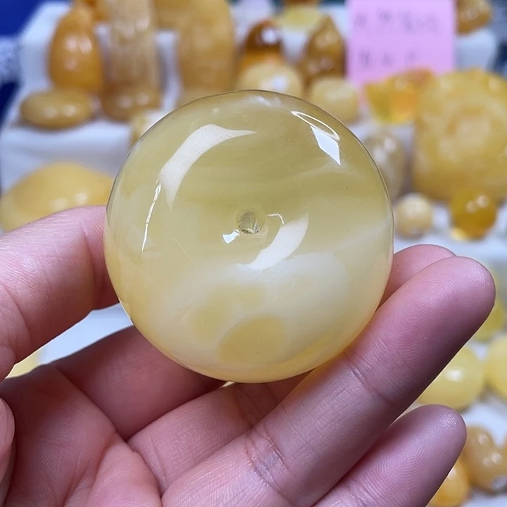 未镶嵌蜜蜡裸石白花蜡平安扣