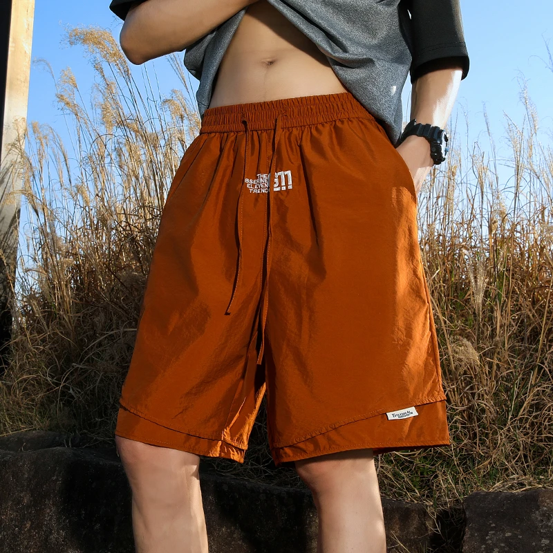 夏季潮牌运动冰丝速干短裤外穿高级篮球跑步休闲宽松五分裤子夏天